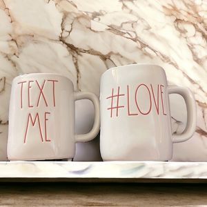 Rae Dunn Artisan Collection #LOVE and TEXT ME Valentine’s Day 2 Mug Set